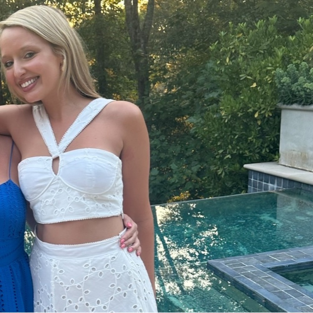 zara embroidered halter set - medium top & small skirt